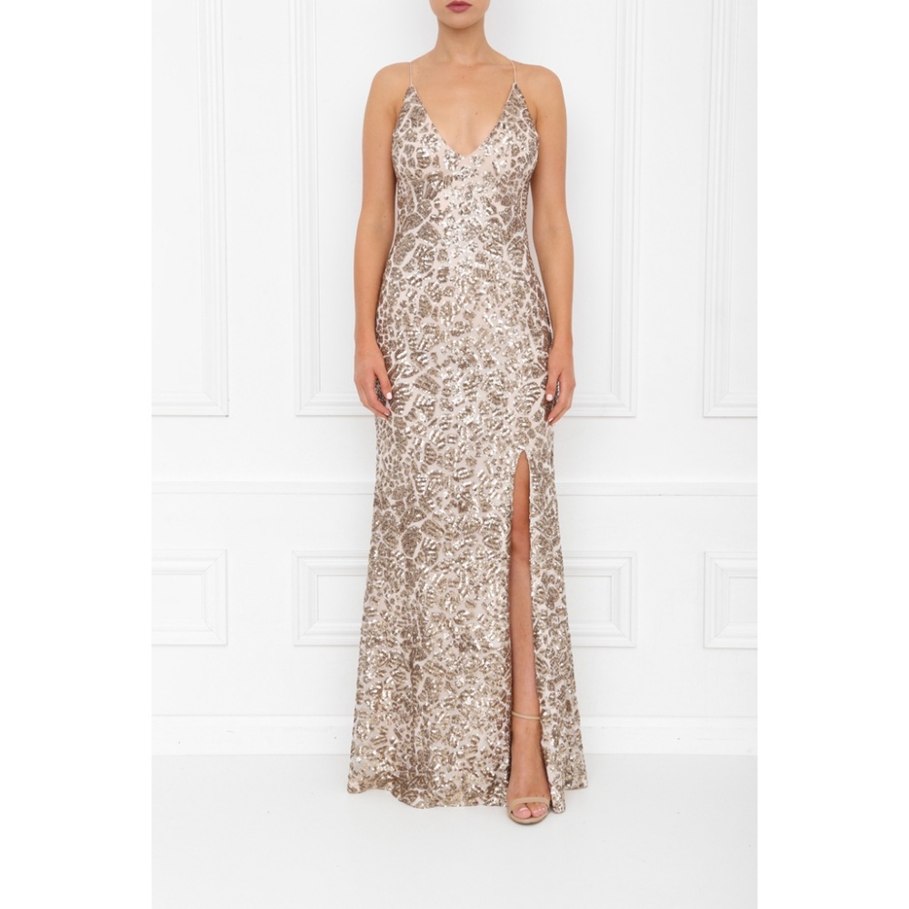 Gold Sparkle Sequin Maxi Dress